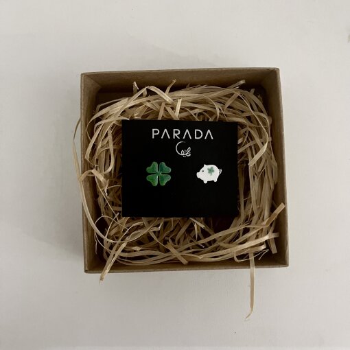 náušnice Čtyřlístek a prasátko